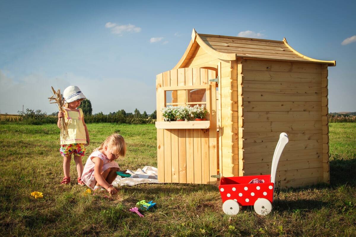 Timbela Kinderspielhaus M550 natur B/H/L: ca. 146x152x112 cm