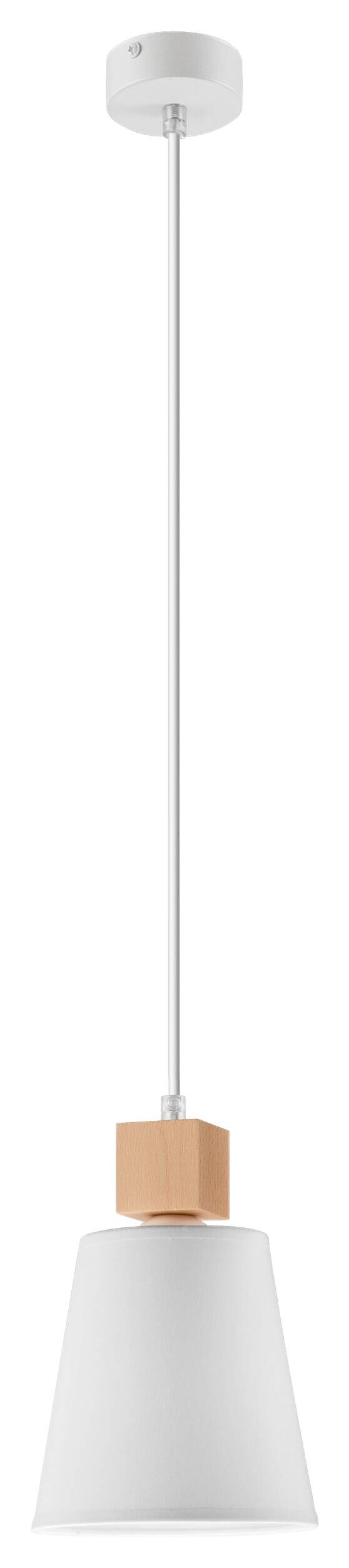 Lamkur Hängeleuchte weiß Stahl Holz B/H/L: ca. 31x17x31 cm E27 1 Brennstellen