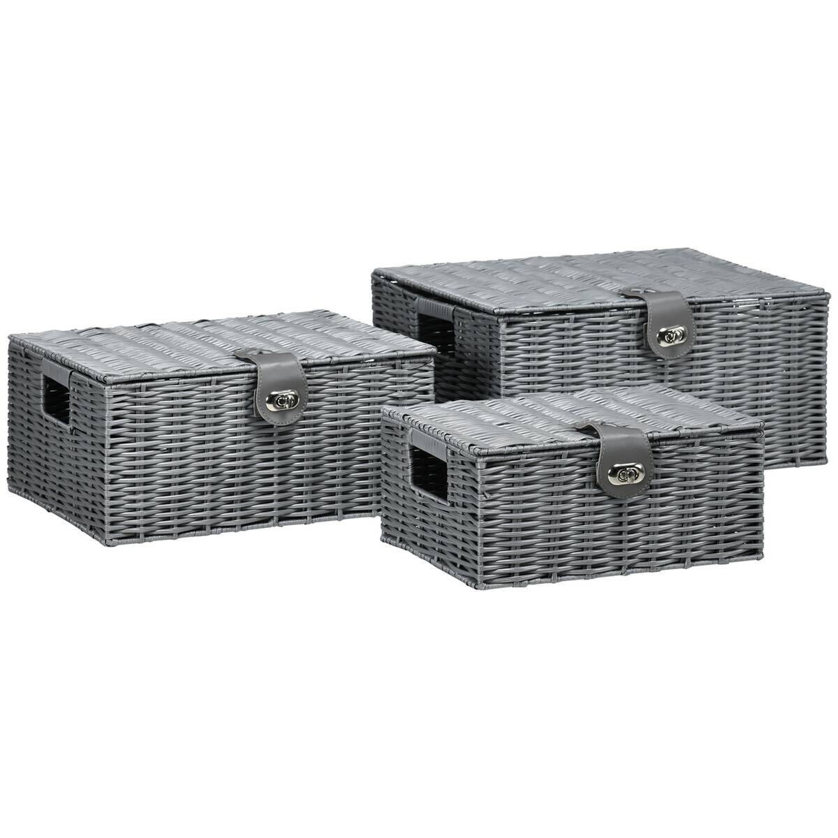 HOMCOM Aufbewahrungskorb grau Metall B/H/L: ca. 28,5x35,5x18 cm