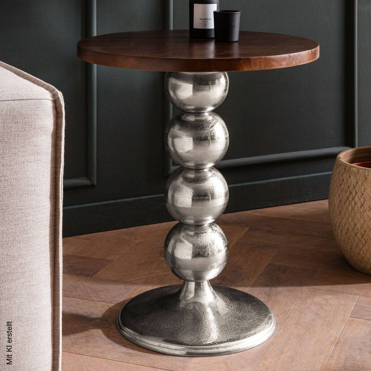 Beistelltisch silber Metall Mango B/H/T: ca. 50x62x50 cm