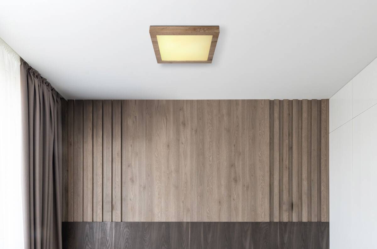 GLOBO LED-Deckenleuchte dunkelbraun weiß Metall Kunststoff MDF B/H/T: ca. 35x6x35 cm