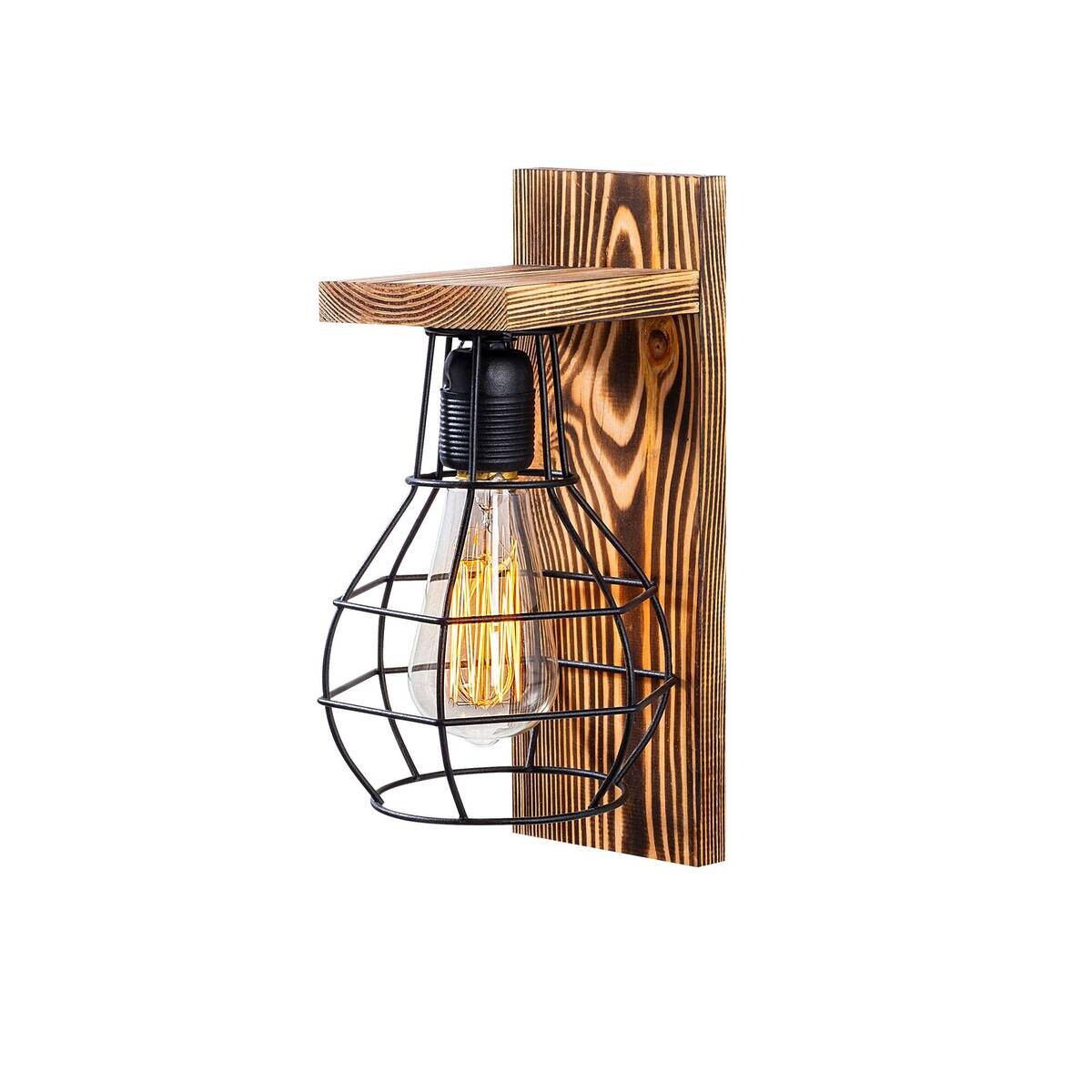 Opviq Wandleuchte Holzoptik Holz B/H/L: ca. 16x30x16 cm E27 1 Brennstellen