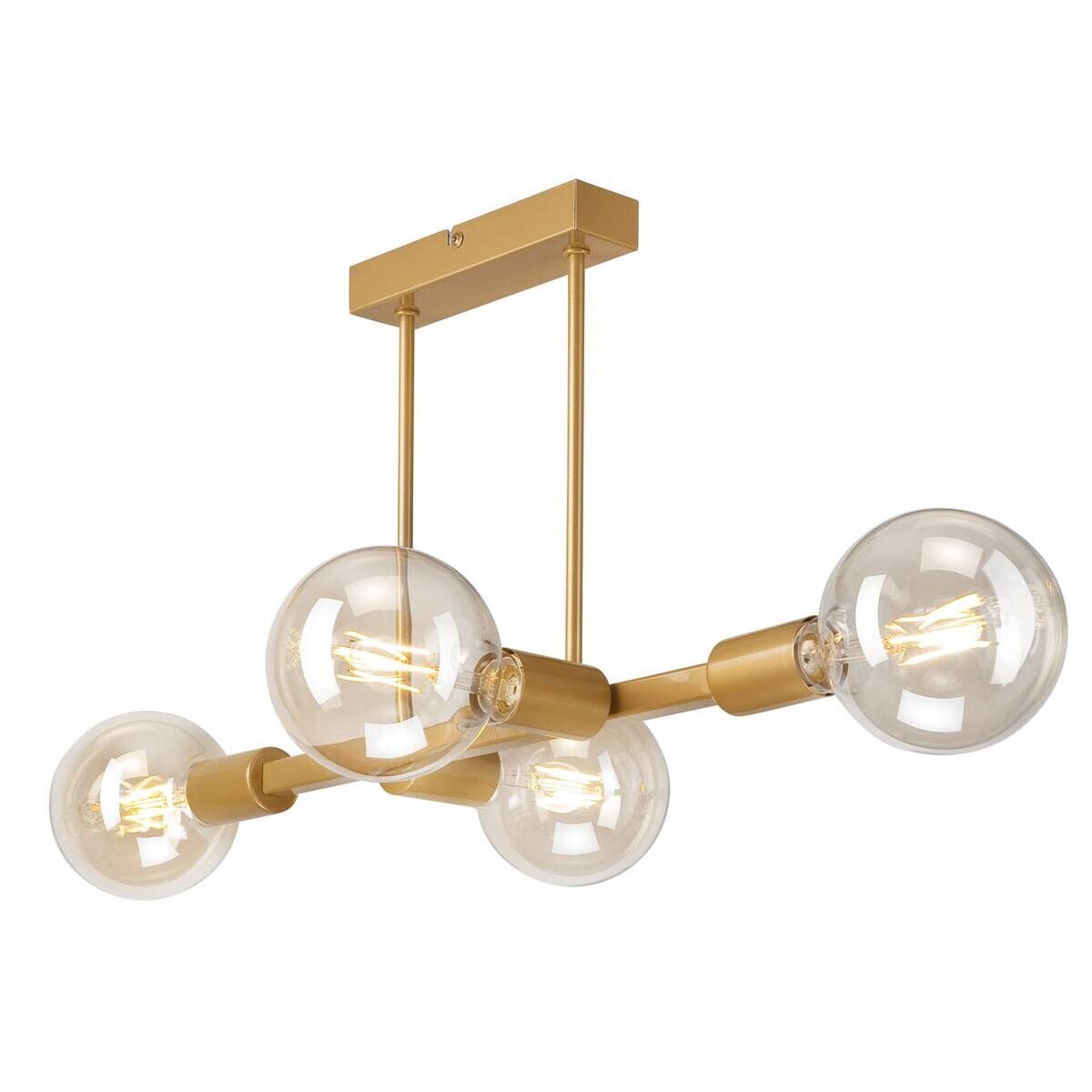 Lamkur Deckenleuchte gold Stahl B/H/L: ca. 53x32x53 cm E27 4 Brennstellen