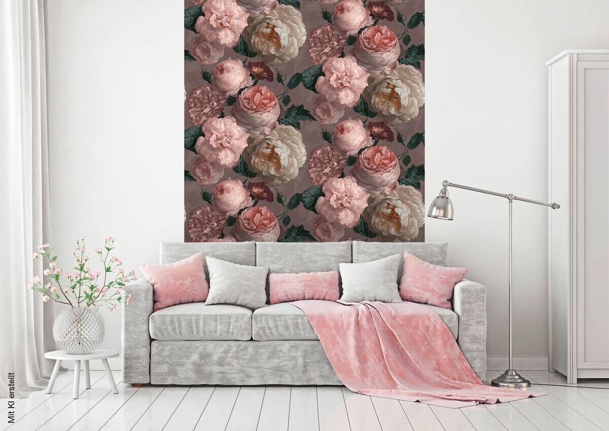 UGEPA Papiertapete grau rosa B/L: ca. 53x1005 cm