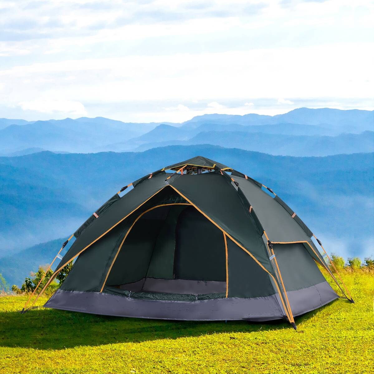 Outsunny Quick-Up-Zelt dunkelgrün Polyester-Mischgewebe B/H/L: ca. 210x140x210 cm