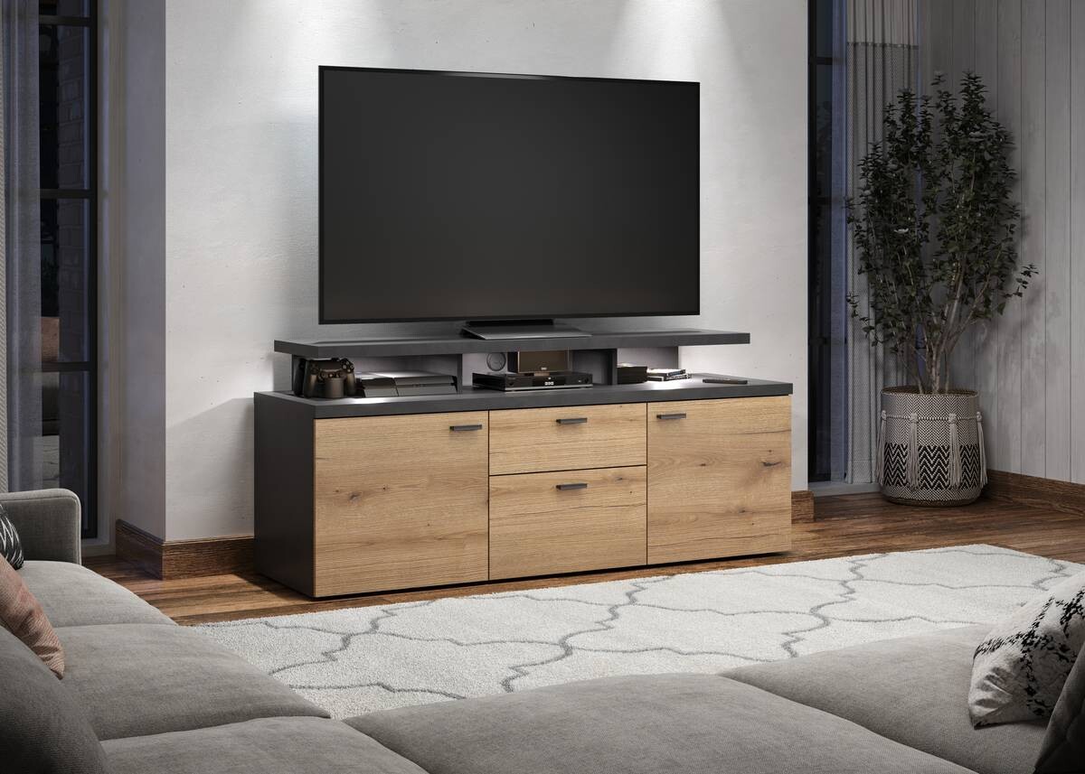 TV-Lowboard Mood Eiche Evoke Coast Nachbildung Matera Nachbildung B/H/T: ca. 151x66x47 cm
