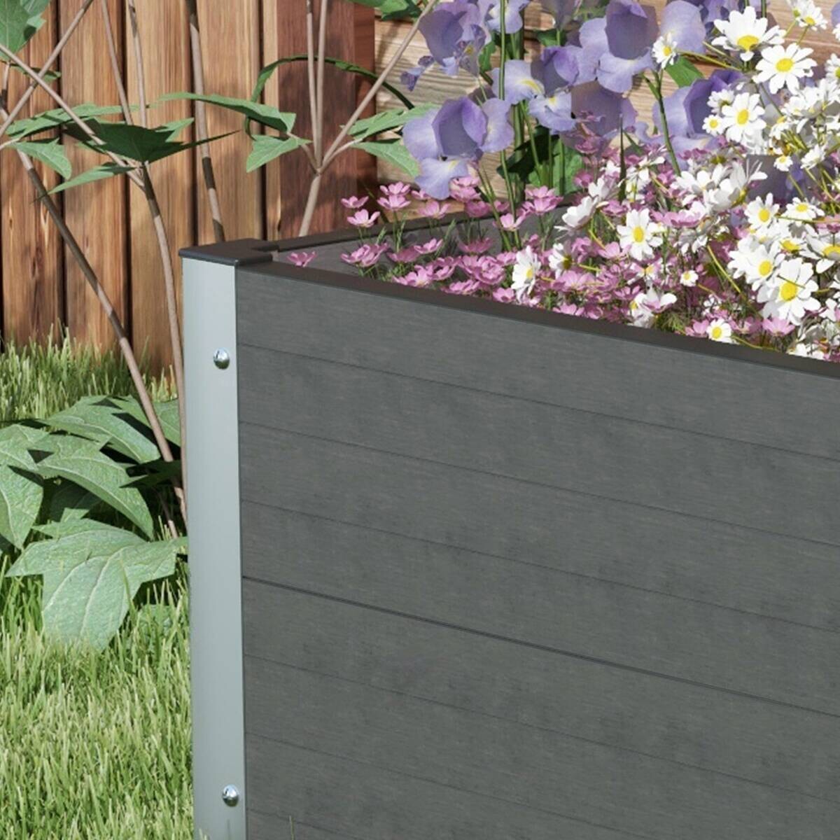 Outsunny Hochbeet grau Polypropylen B/H/L: ca. 60x60x30 cm