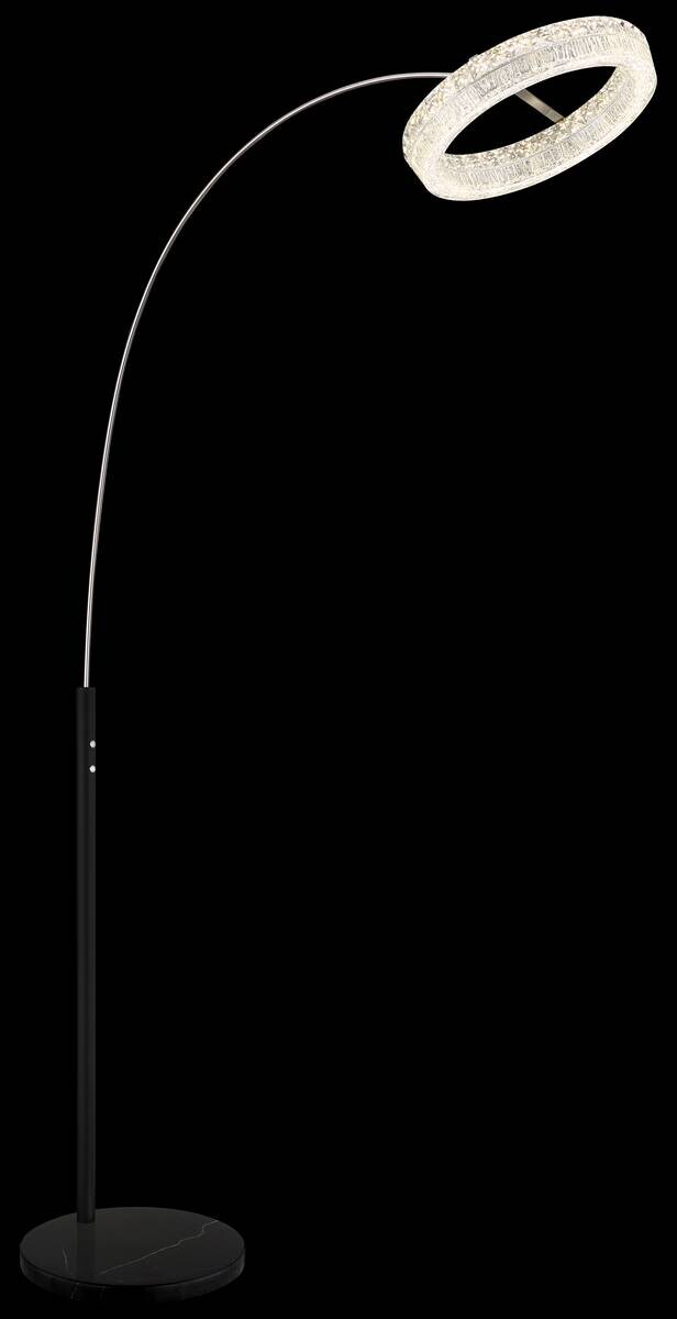 GLOBO Stehlampe klar schwarz Glas Metall Acryl B/H/L: ca. 40x190x92,5 cm 1 Brennstellen