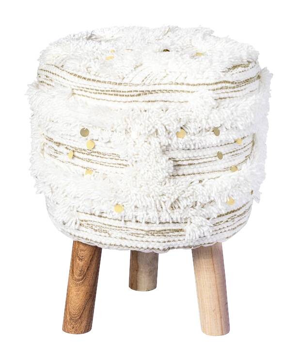 360 Living Hocker Bohist 400 creme khaki Baumwolle Baumwolle Holz H/D: ca. 50x38 cm