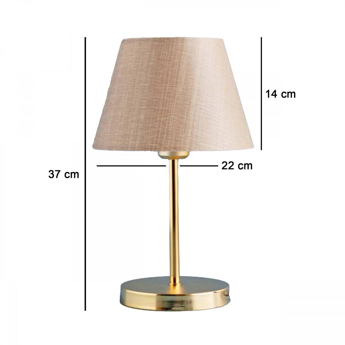 Tischleuchte gold beige Metall Stoff B/H/L/D: ca. 22x37x22x22 cm E27 1 Brennstellen
