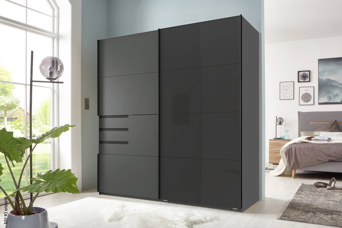 Schwebetürenschrank Schwerin Graphit B/H/T: ca. 180x198x65 cm