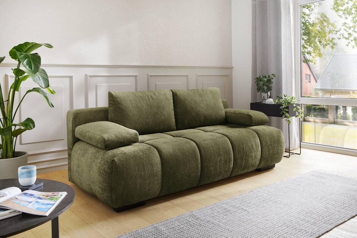 Schlafsofa grün Kunststoff B/H/T: ca. 213x86x101 cm