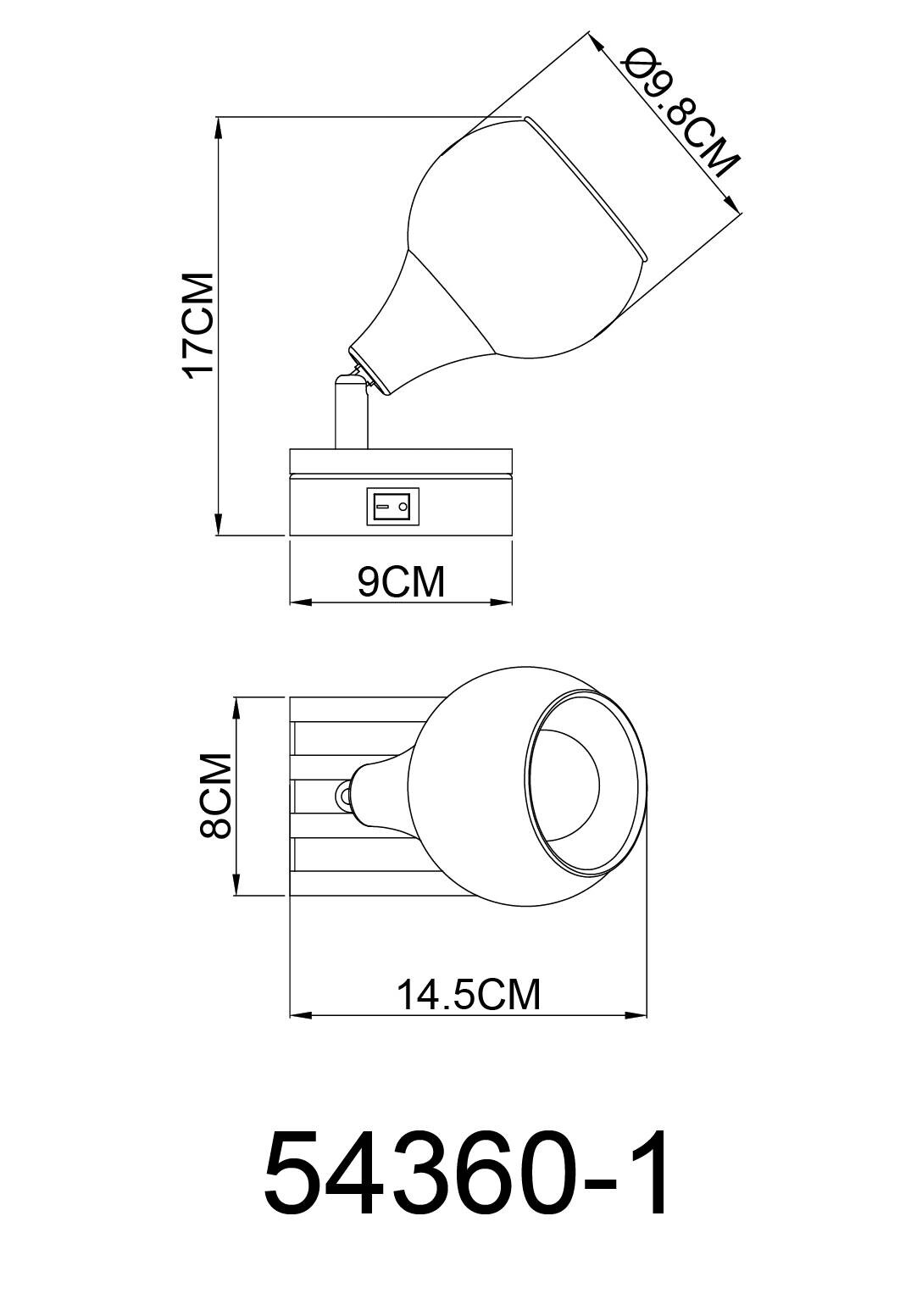 GLOBO Strahler schwarz Chrom Metall Glas B/H/L: ca. 12x14,5x14 cm E14 1 Brennstellen