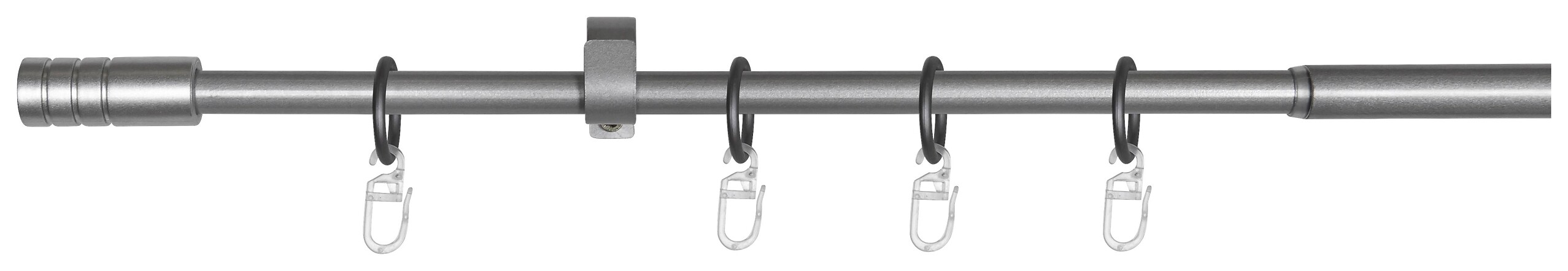 Gardinenstange silber Metall ausziehbar von ca. 120 bis 210 cm 1.0 Läufe