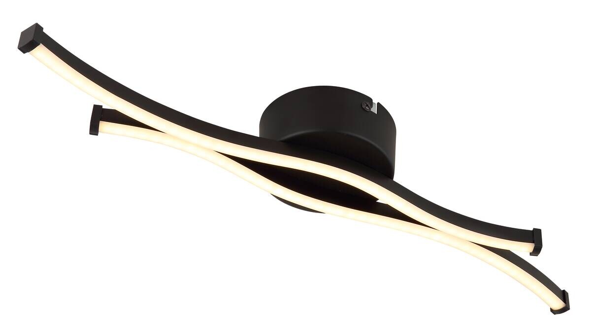 GLOBO LED-Deckenleuchte Boyd schwarz Opal Kunststoff Alu B/H/T: ca. 47,6x5,6x10 cm