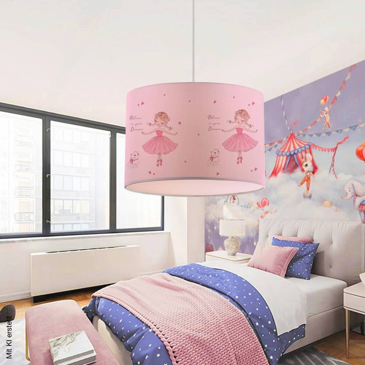 Pendelleuchte rosa weiß Stoff B/H/L/D: ca. 30x70x30x30 cm E27 1 Brennstellen