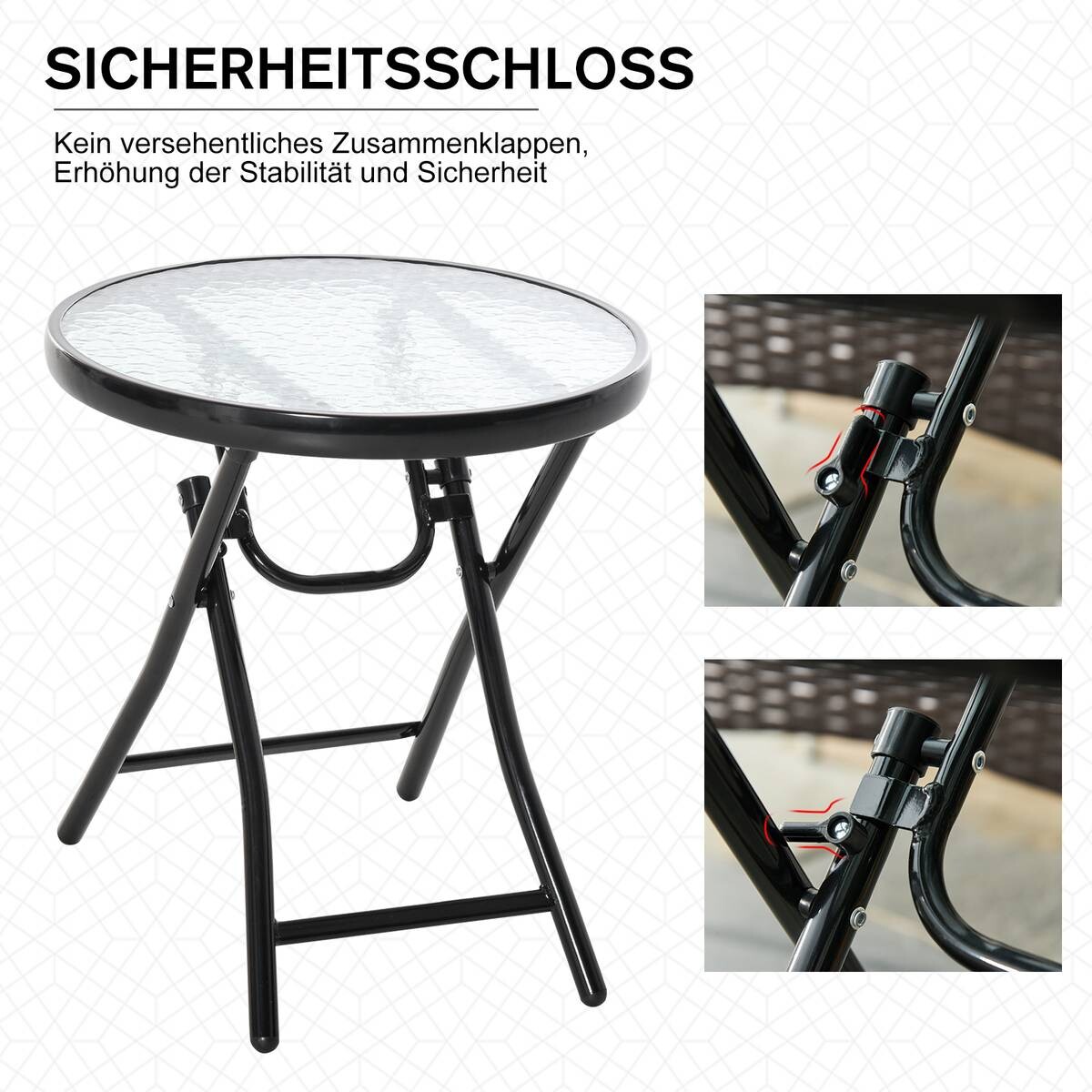 Outsunny Gartentisch schwarz Metall H/D: ca. 50x45 cm