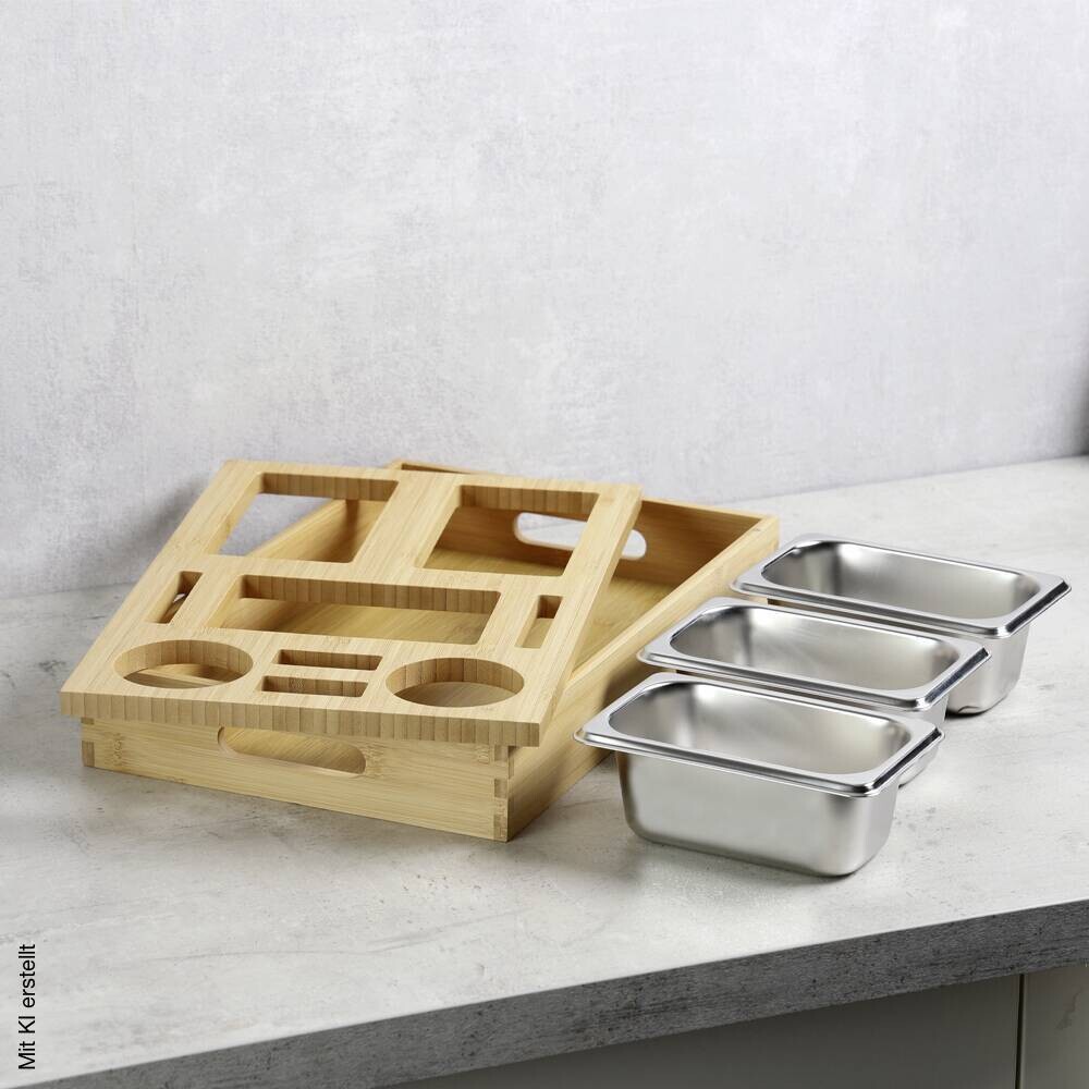 Kesper Couchtablett silber Bambus B/H/L: ca. 26x7,5x39,8 cm