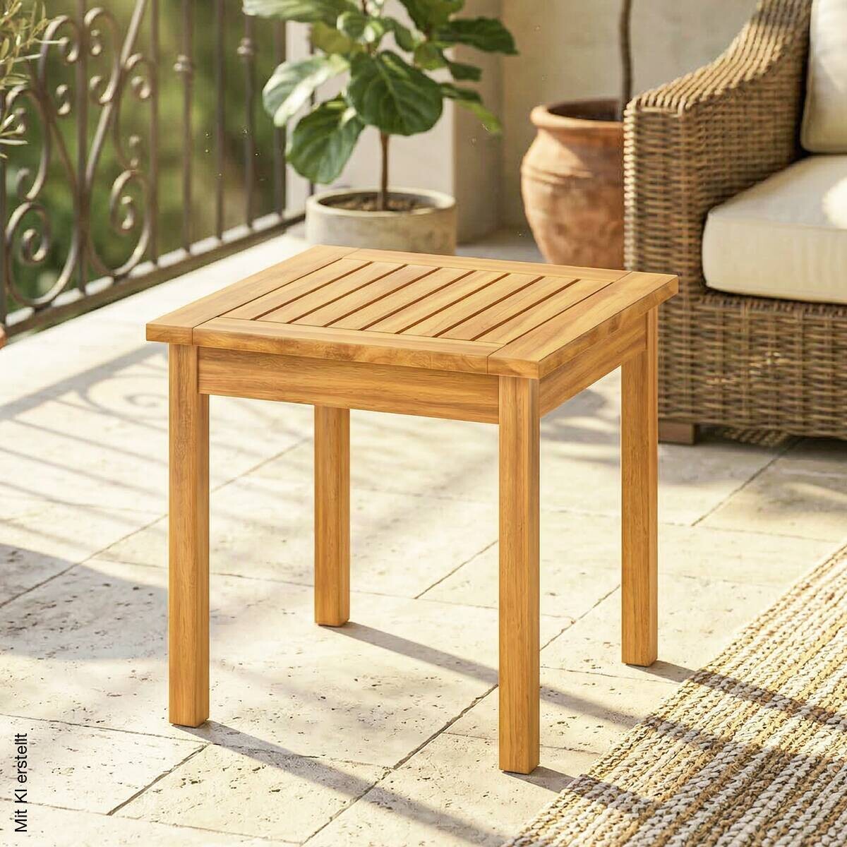 Outsunny Balkontisch natur Akazie B/H/L: ca. 48x46x48 cm