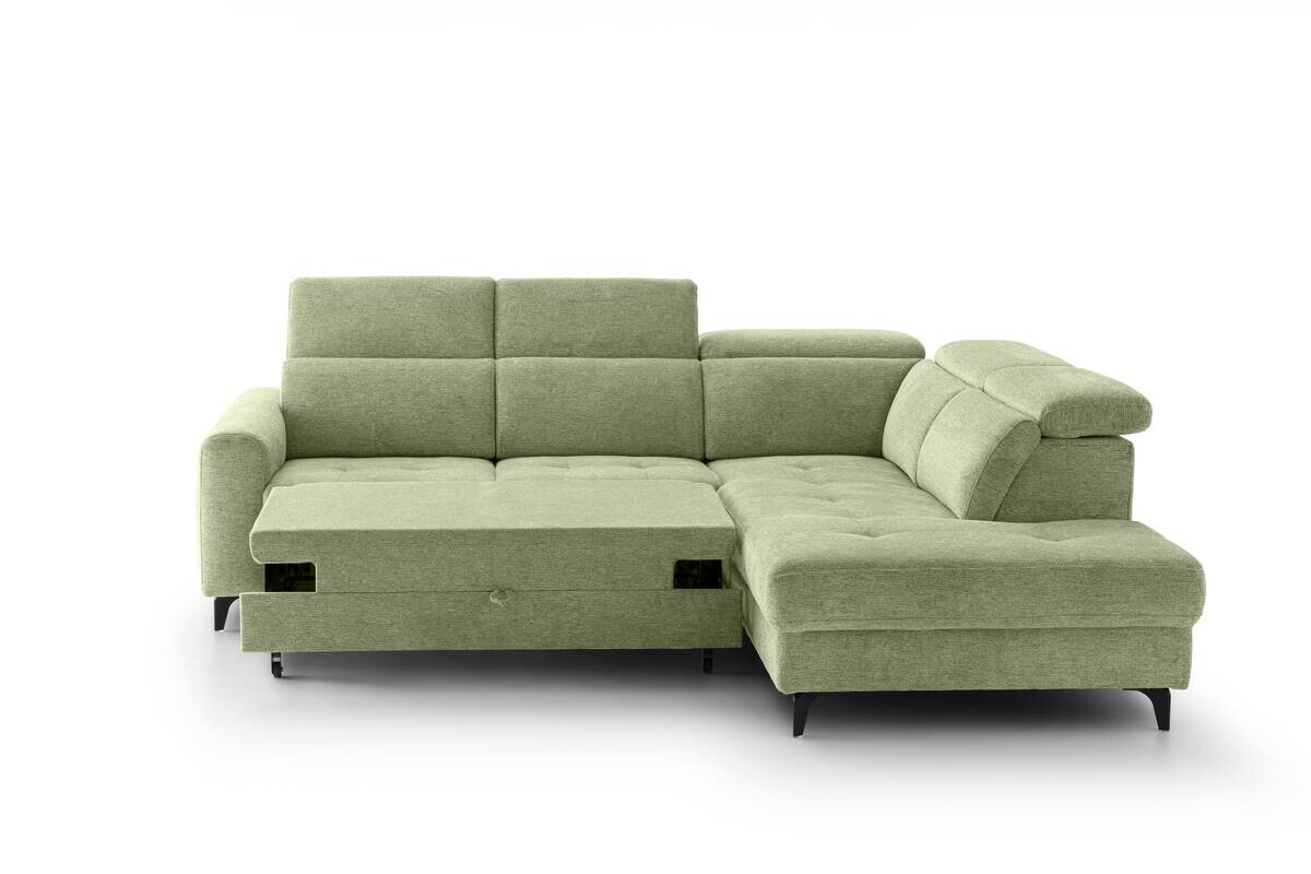 Ecksofa mit Bettfunktion hellgrün Flachgewebe B/H/T: ca. 258x96x221 cm