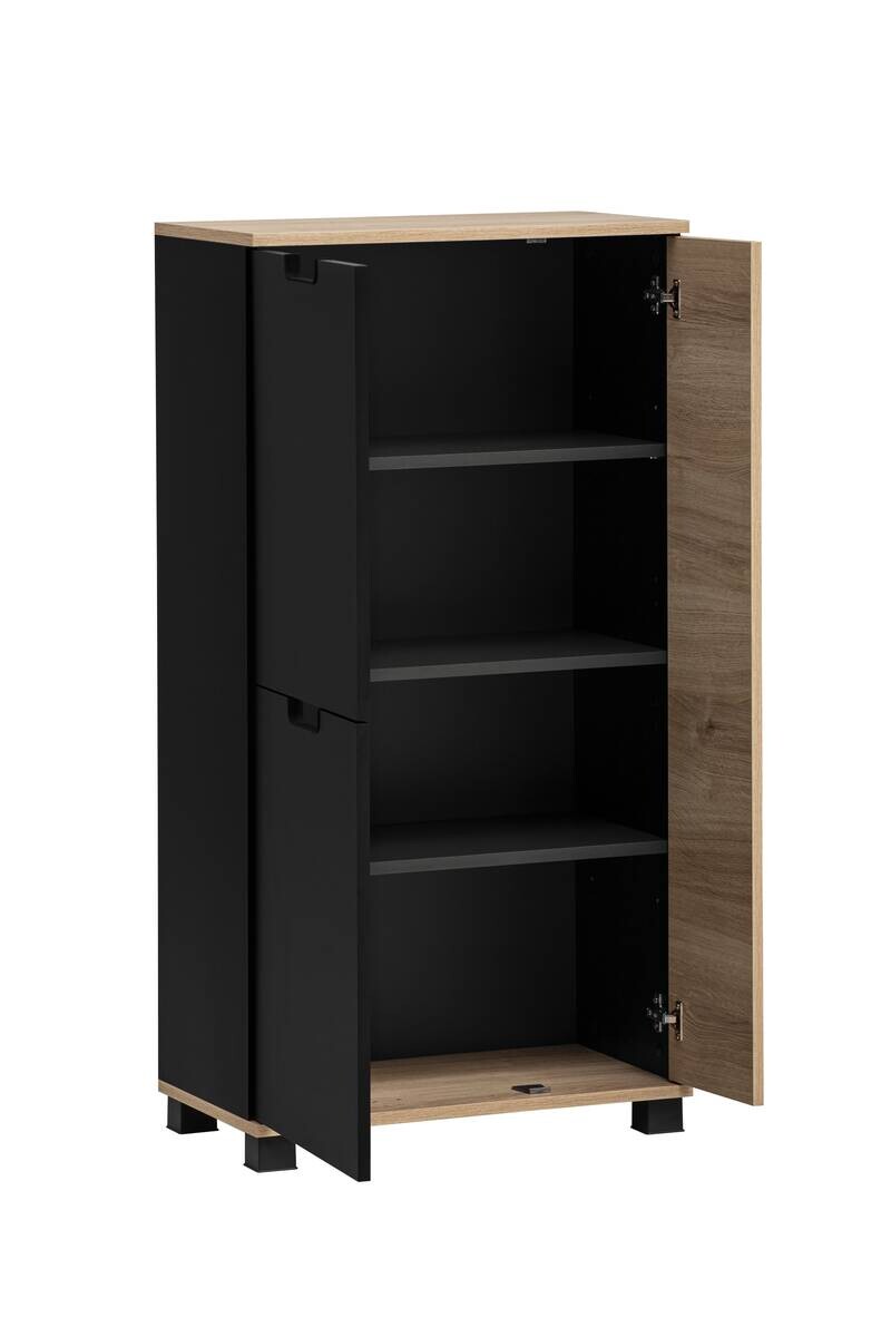 Highboard Emmik schwarz matt Eiche Eiche weiß Nachbildung B/H/T: ca. 59,8x116,9x32,6 cm