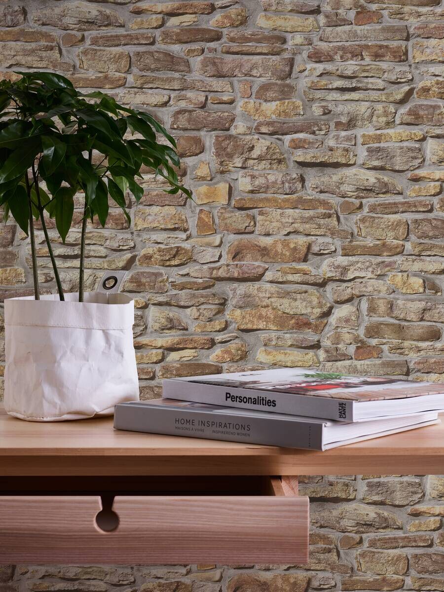 A.S.Creation Vliestapete gelb braun B/H/D: ca. 53x1005x8,6 cm