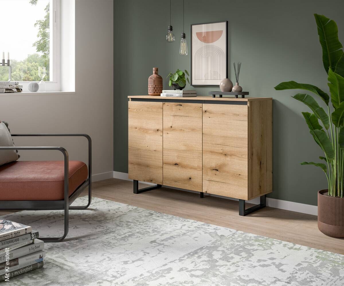 Sideboard Tomasa Evoke Oak Nachbildung schwarz B/H/T: ca. 120x84x36 cm