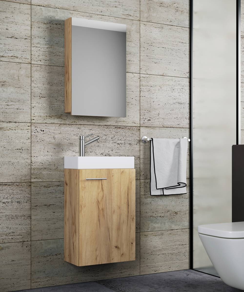 Waschplatz 3tlg-Slito Eiche Honig Nachbildung weiß B/H/T: ca. 41x130x22 cm