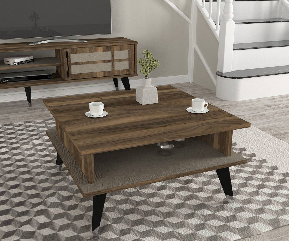 Couchtisch Logan walnuss Nachbildung grau B/H/T: ca. 72x38x72 cm