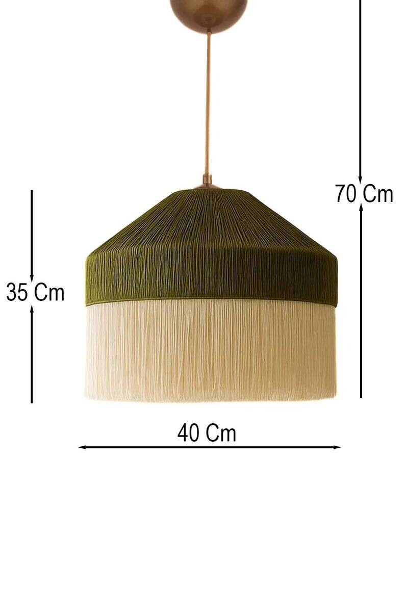 Opviq Pendelleuchte grün creme Kunststoff B/H/T/L/D: ca. 40x70x40x40x40 cm E27 1 Brennstellen