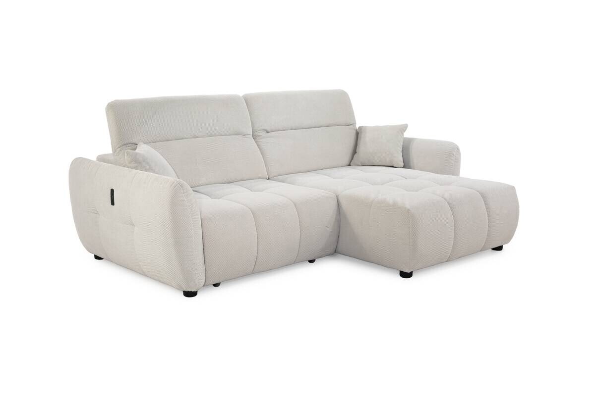 Ecksofa mit elektrischer XXL Sitztiefenverstellung hellbeige Kord B/H/T: ca. 260x106x191 cm
