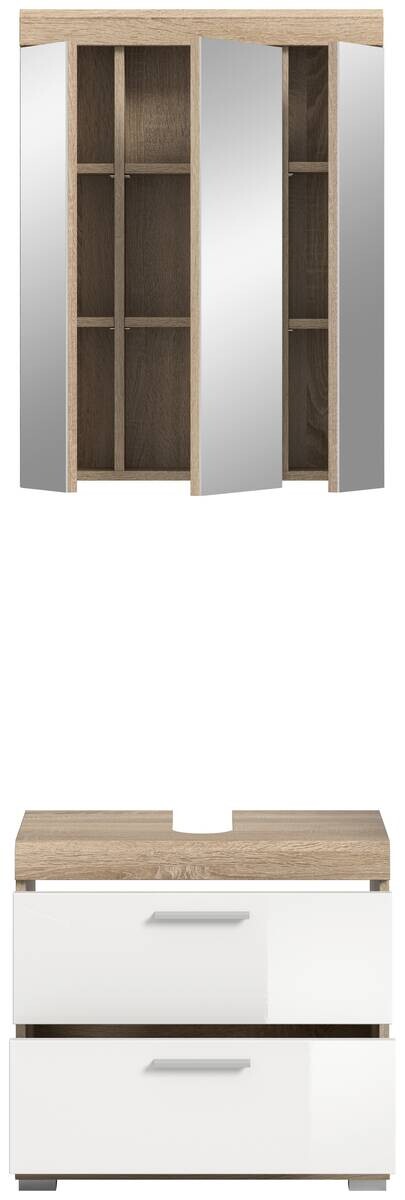 Badezimmer-Set Lambada Eiche Sonoma Nachbildung weiß Hochglanz B/H/T: ca. 60x191x37 cm