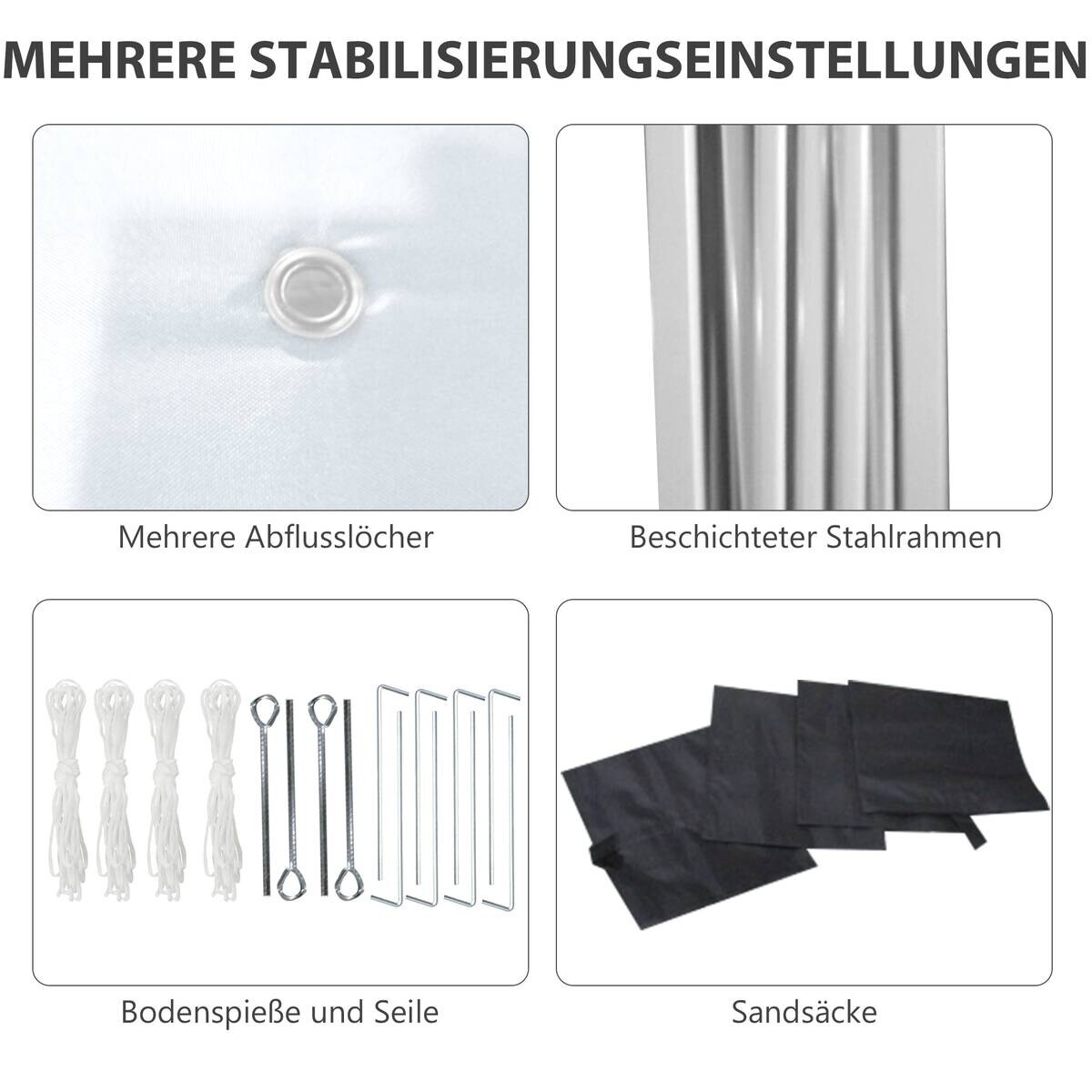 Outsunny Pavillon weiß Polyester B/H/L: ca. 297x297x274 cm