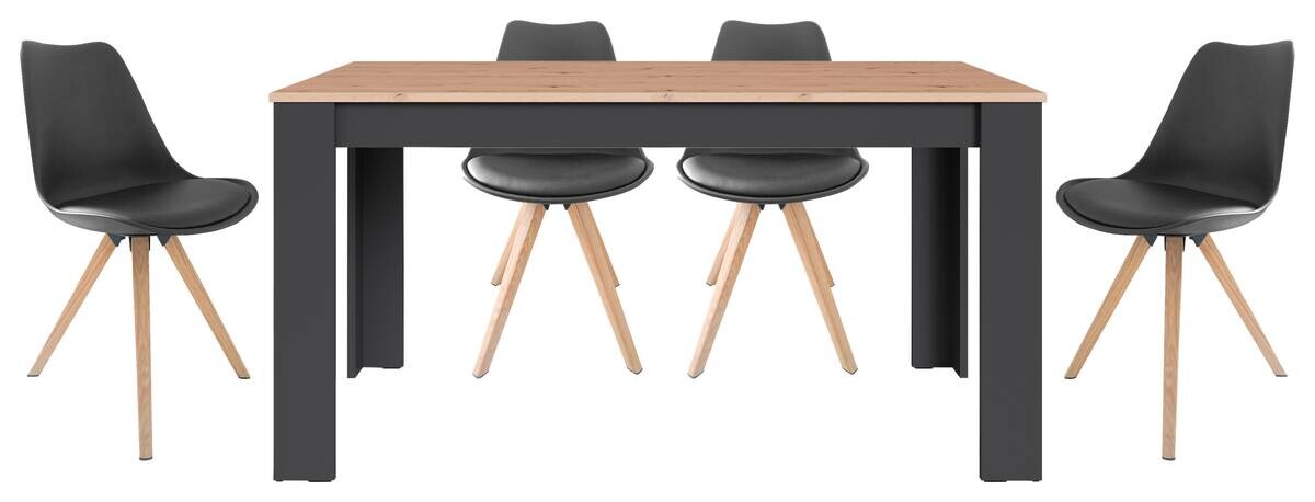 Tischgruppe KIRA anthrazit Eiche B/H/T: ca. 160x75x90 cm