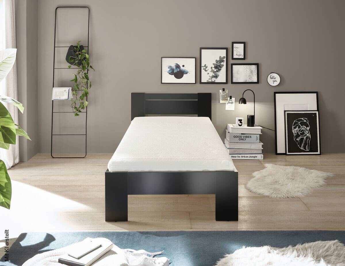 Futonbett Cannes schwarz Liegefläche B/L: ca. 90x200 cm