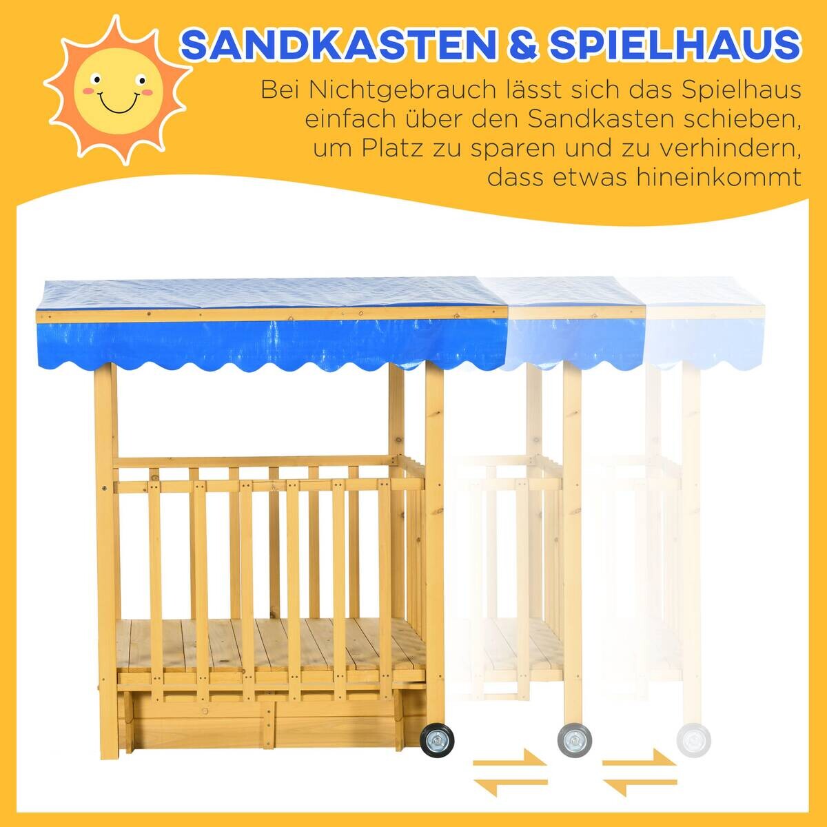 Outsunny Sandkasten natur B/H/L: ca. 129x133x137,5 cm