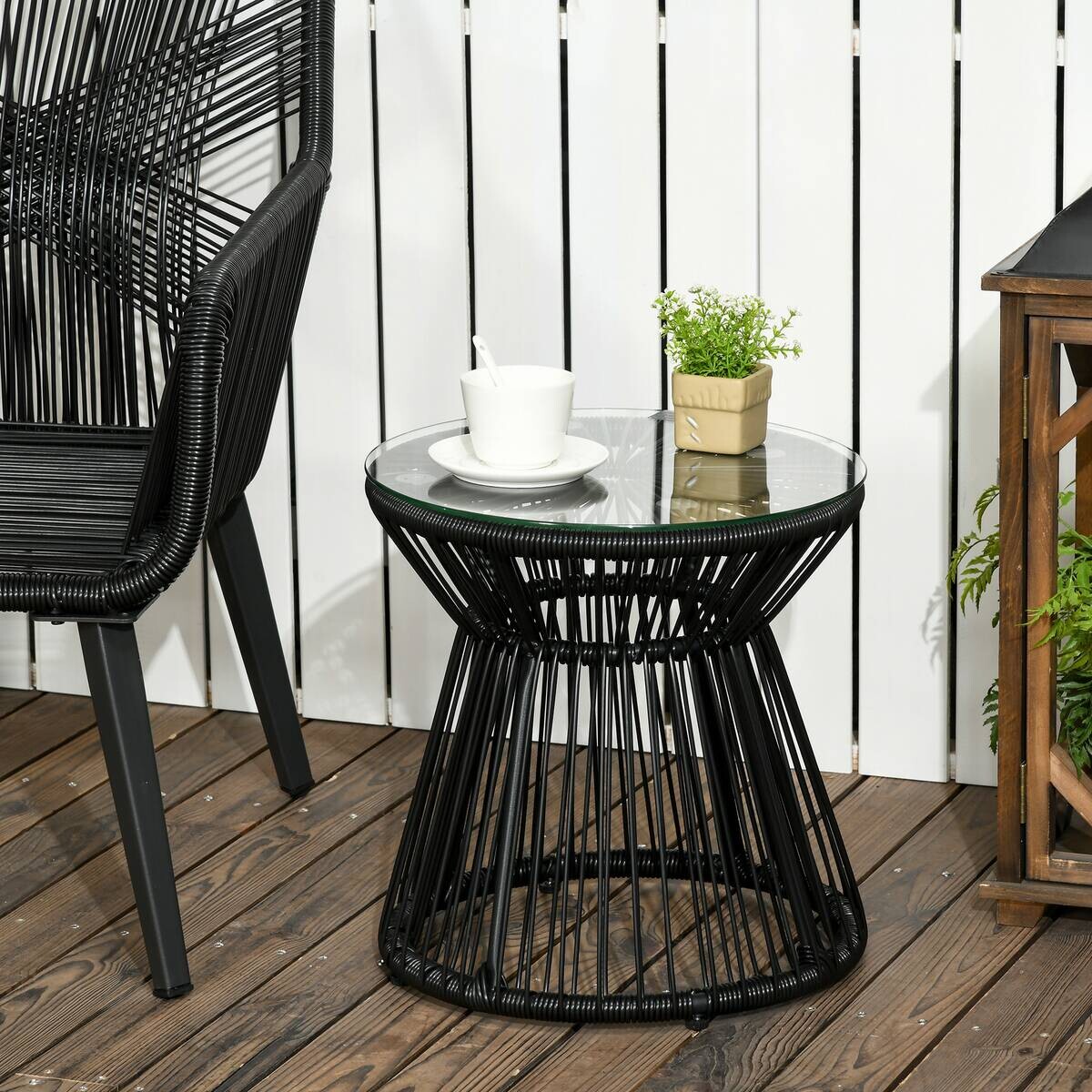 Outsunny Beistelltisch schwarz Eisen B/H/L: ca. 40x40x42 cm