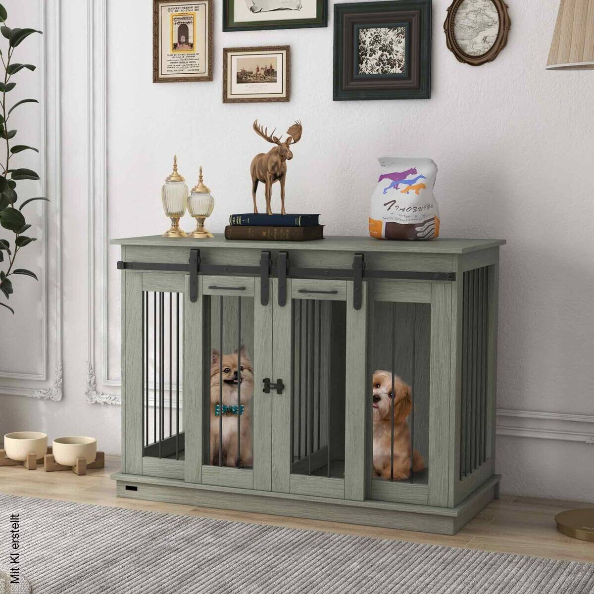 PawHut Hundekäfig grau MDF B/H/L: ca. 60x88,5x120 cm