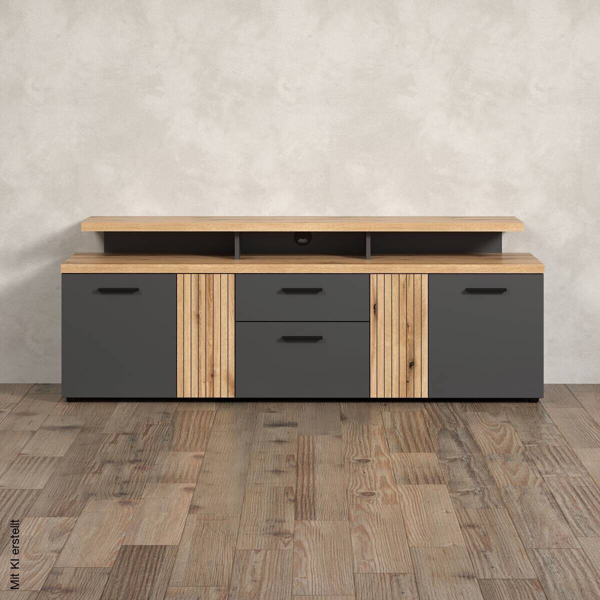 TV-Lowboard Esteban Eiche Evoke Oak Nachbildung anthrazit B/H/T: ca. 180x66x47 cm