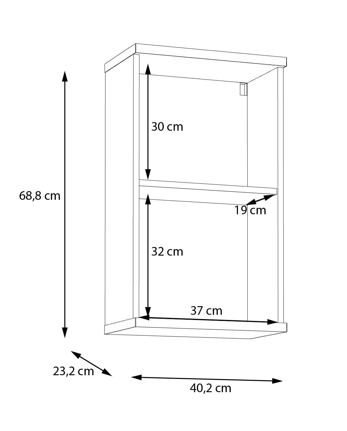 Hängeschrank Eiche Artisan Nachbildung salbei B/H/T: ca. 40x69x23 cm