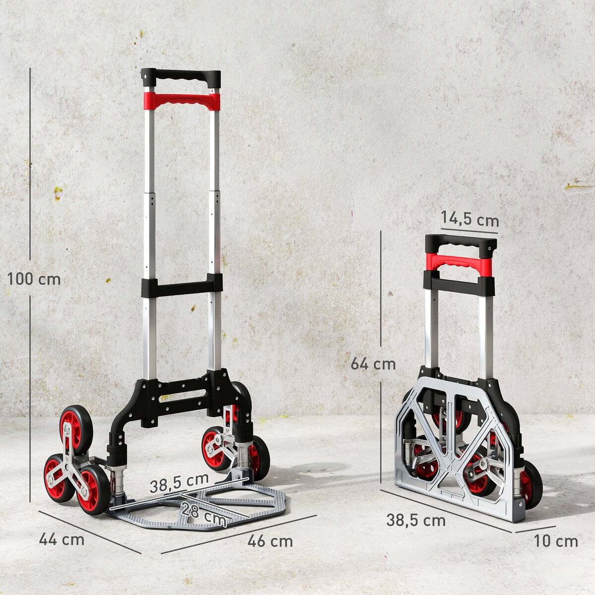 HOMCOM Sackkarre B/H/L: ca. 44x100x46 cm