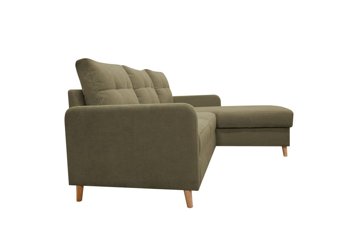 Ecksofa mit Bettfunktion und Bettkasten olive Webstoff B/H/T: ca. 217x93x159 cm