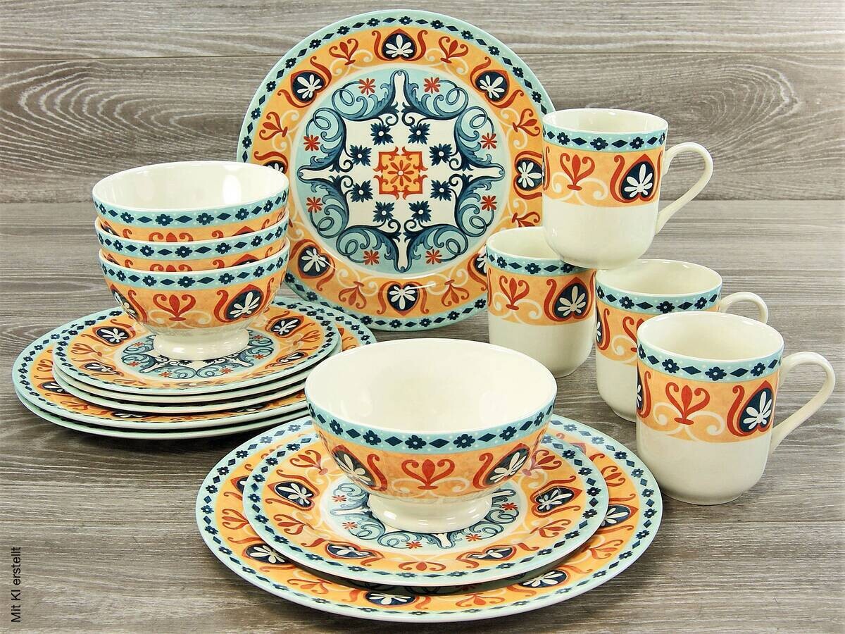 CreaTable Kombiservice Merida bunt Steingut 16 tlg.