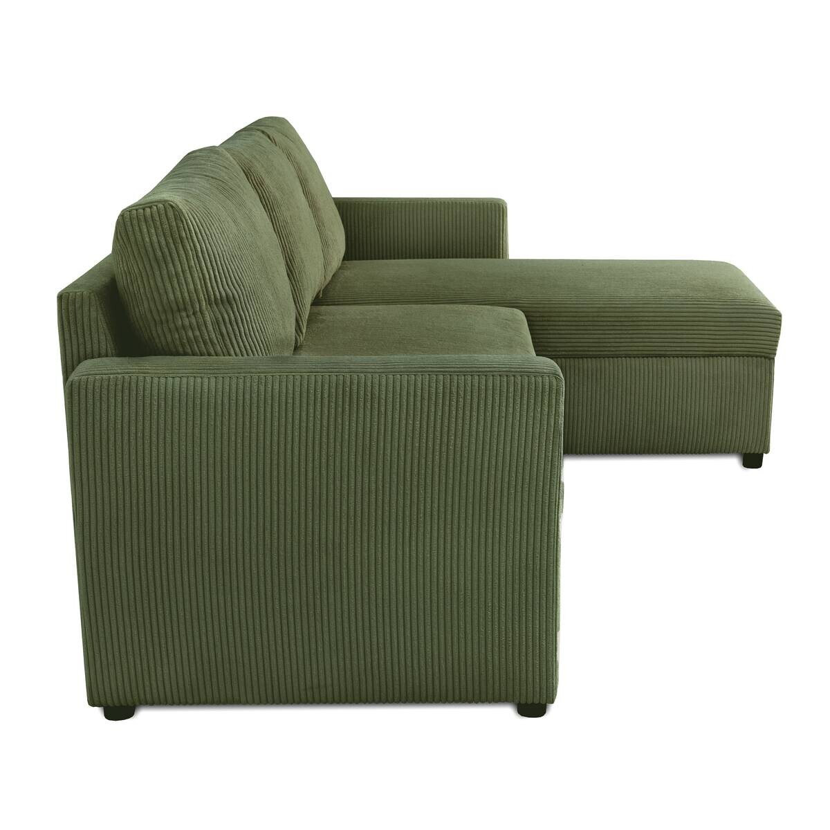 Ecksofa mit Bettfunktion und Bettkasten khaki Microfaser B/H/T: ca. 215x145x82 cm