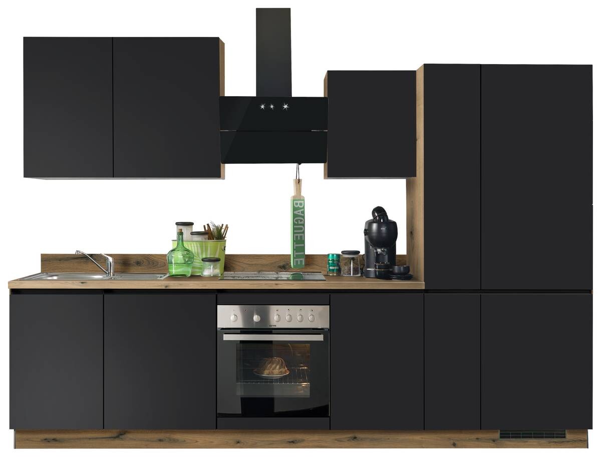Express Küchenblock Clean schwarz Lacklaminat supermatt B/T: ca. 310x60 cm
