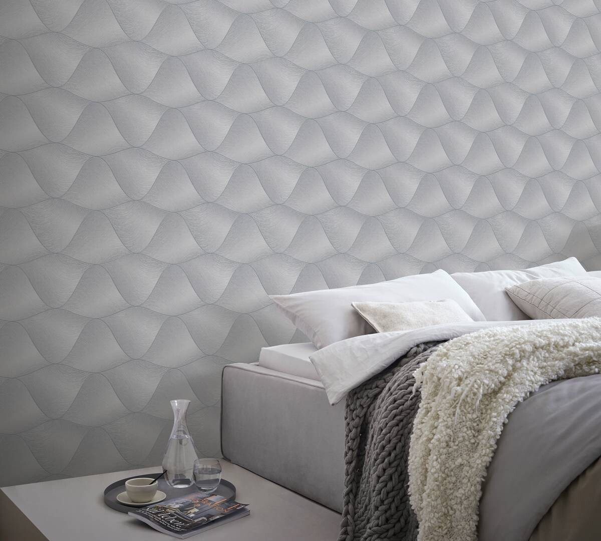 Erismann Vliestapete Wellen hellgrau B/L: ca. 53x1005 cm