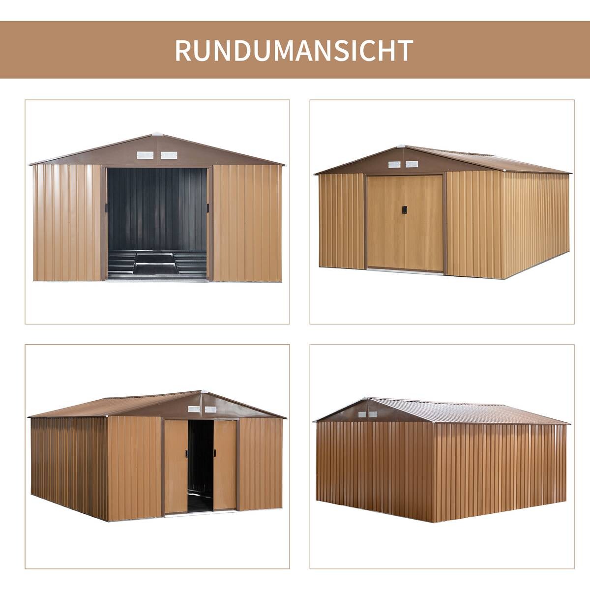 Outsunny Gartenhaus braun B/H/L: ca. 386x200x340 cm
