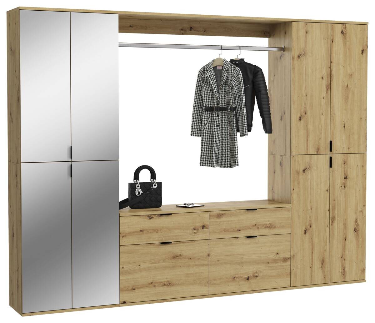 Garderobe PROJEKT Eiche Artisan Nachbildung Spiegel B/H/T: ca. 243x193x34 cm