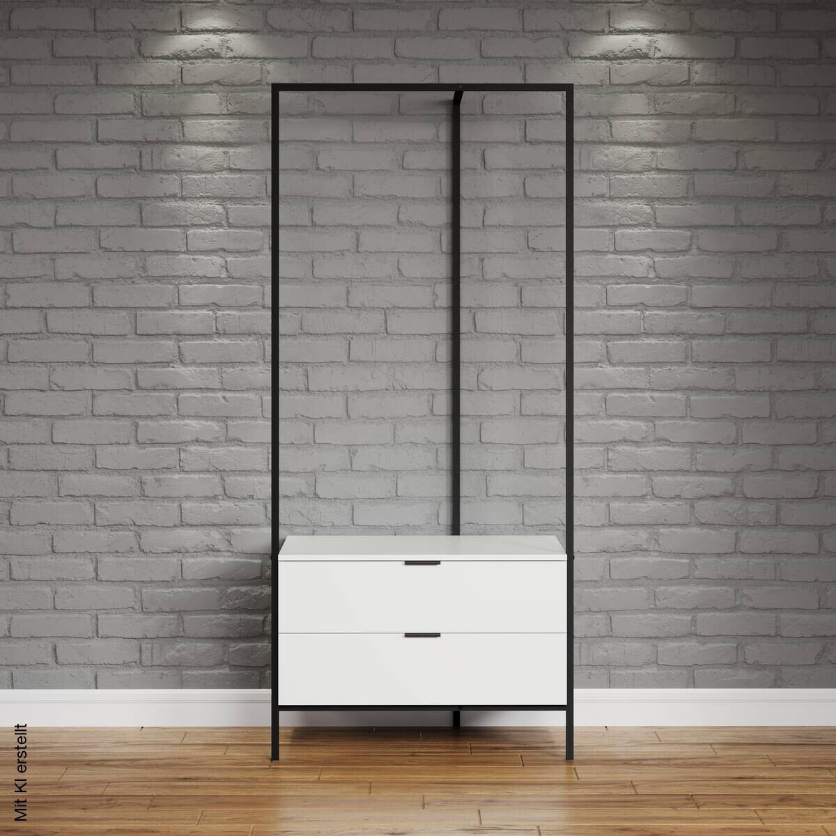 Garderobe Jody weiß matt schwarz B/H/T: ca. 85x190x47 cm