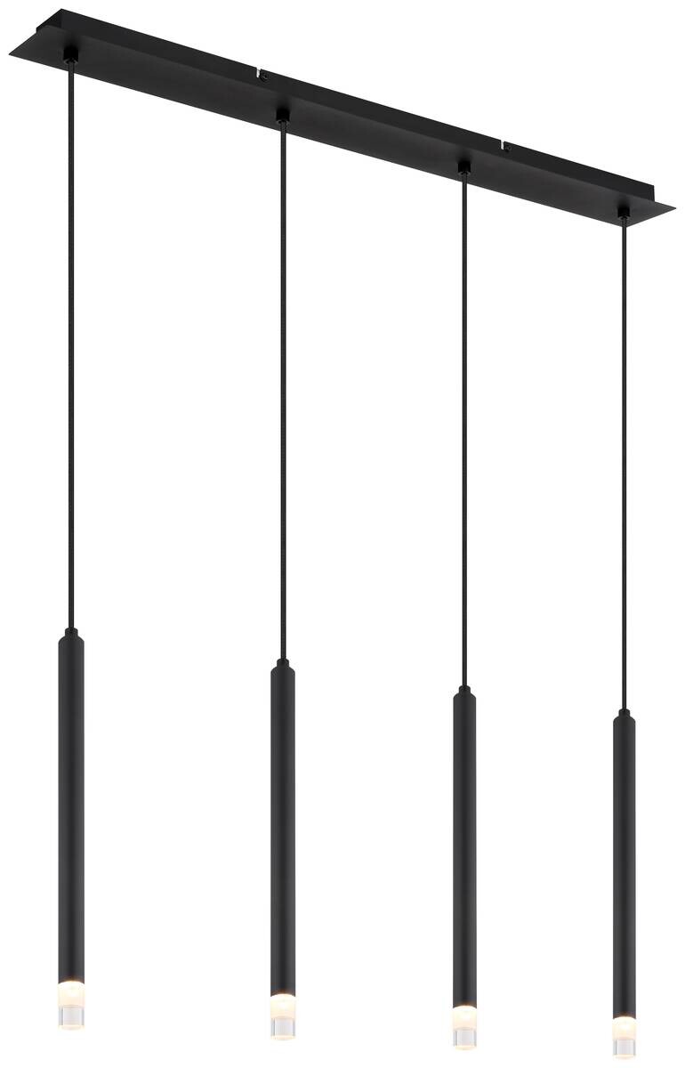 GLOBO Pendelleuchte schwarz transparent Metall Acryl B/H/T: ca. 8x120x76 cm G9 4 Brennstellen